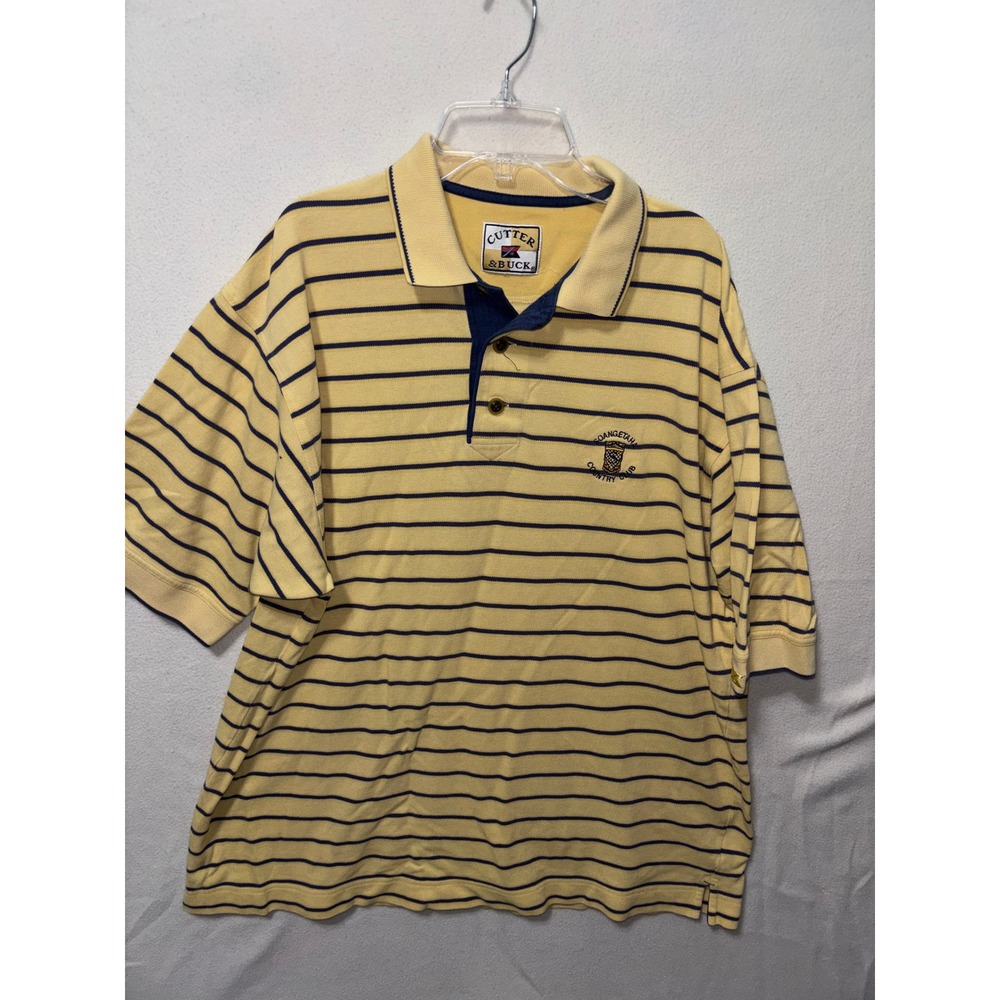 Lot of 2 Nike Golf Dri-FIT & Cutter Buck Polo Shirts Mens XL Yellow Striped - Picture 7 of 10